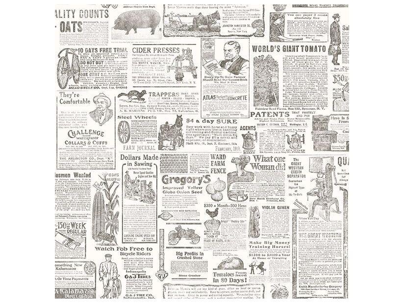 Chesapeake Underwood Taupe Vintage Newspaper Wallpaper
