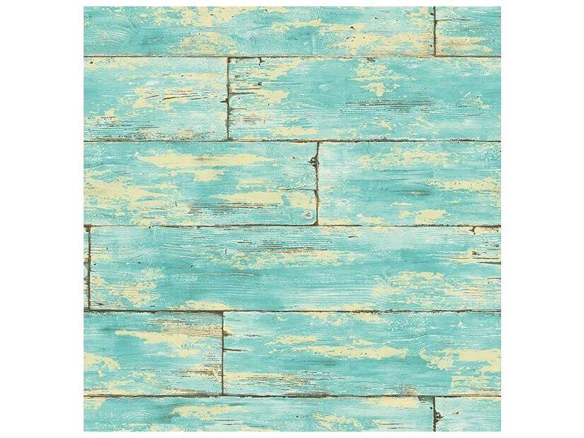 Kenneth James Shipwreck Aquamarine Wood Wallpaper