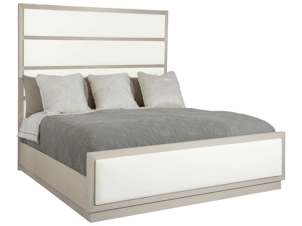 Axiom King Panel Bed with Upholstered Headboard in Linear Gray