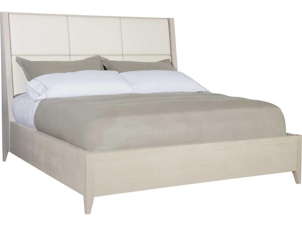 Axiom King Panel Bed Upholstered Headboard Linear Gray Faux Anigre