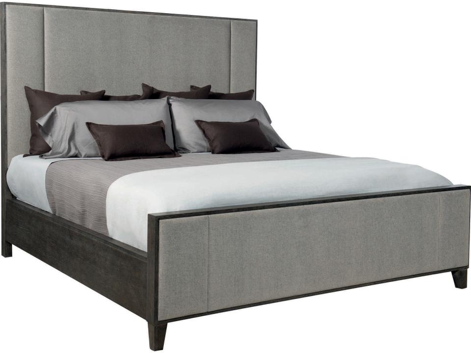 Linea California King Upholstered Panel Bed in Cerused Charcoal