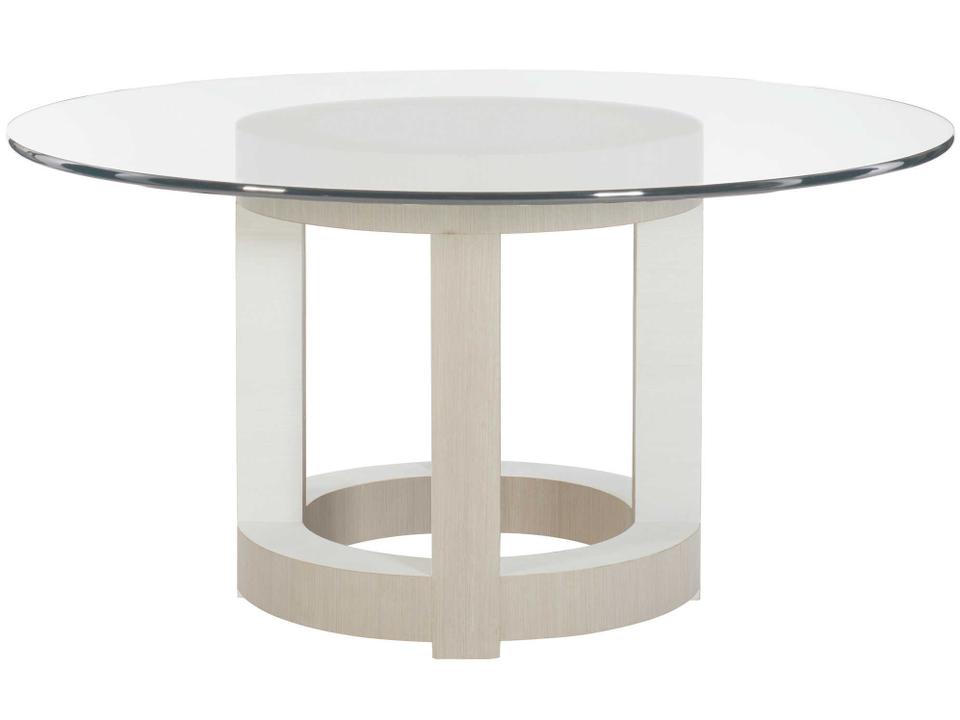 Axiom Round Glass Linear Gray White Dining Table