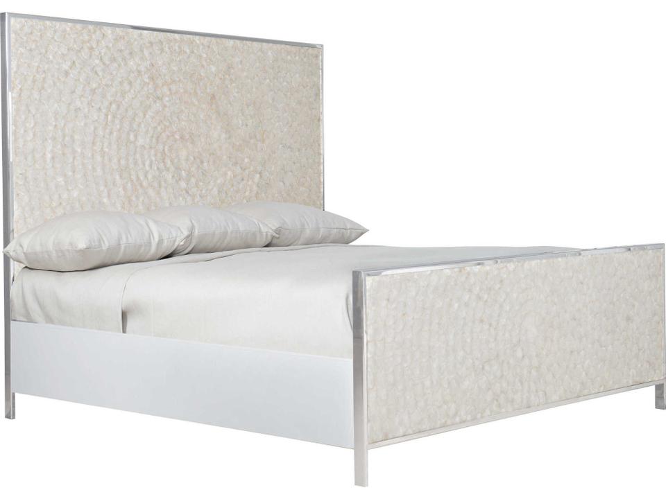 Interiors Helios King Panel Bed with Capiz Shell Headboard and Stainless Steel Frame
