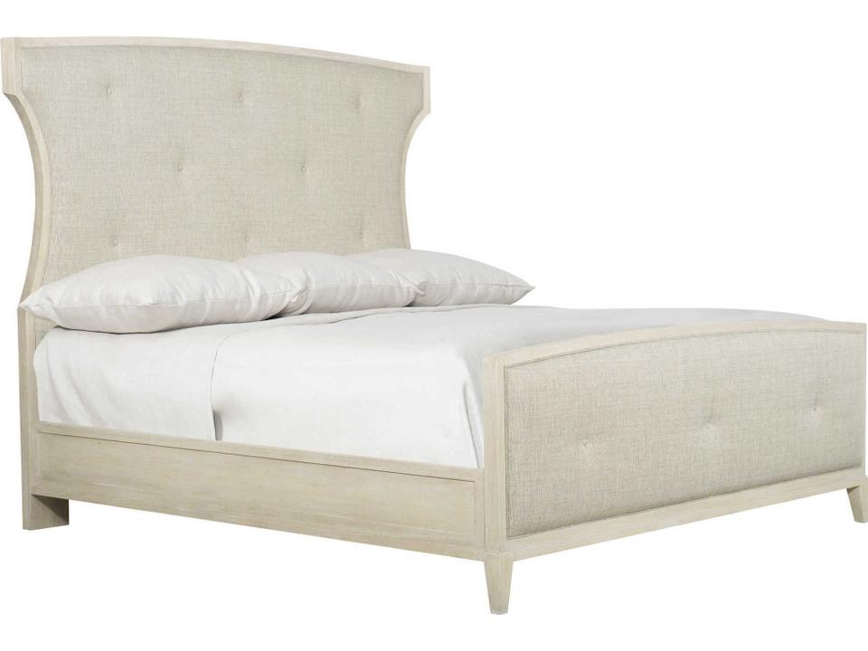 East Hampton King Panel Bed Upholstered in Gray Fabric