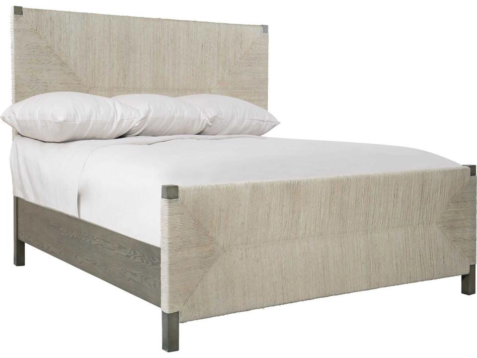 Alannis Queen Panel Bed with Woven Abaca and Rustic Gray Finish