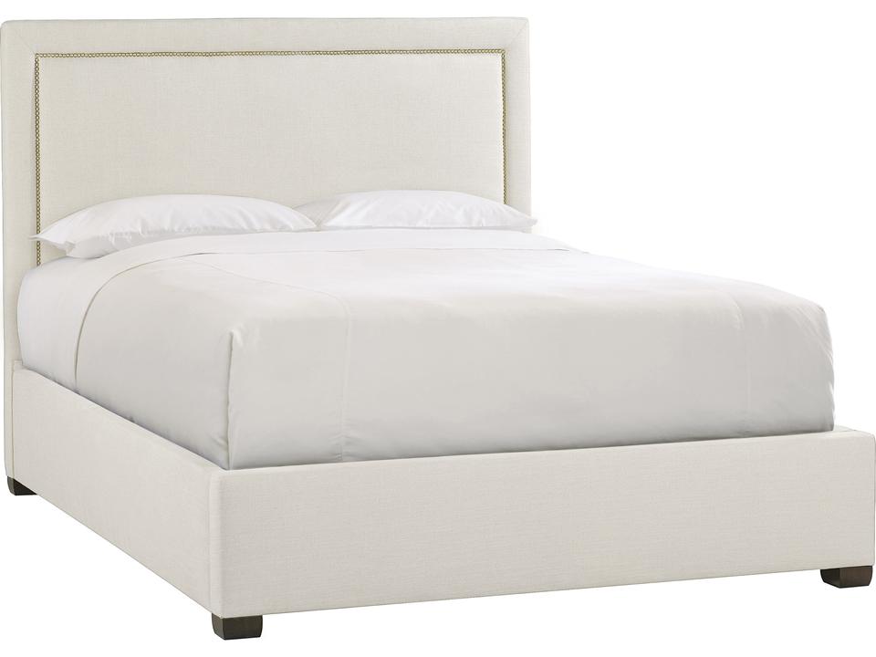 Morgan King Upholstered Panel Bed with Nailhead Trim