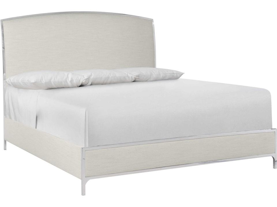 Silhouette King Panel Bed with Upholstered Headboard and Stainless Steel Frame