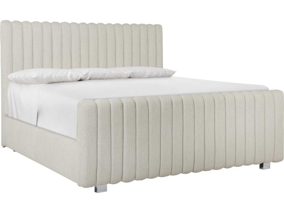 Silhouette King Panel Bed with Channel Upholstery in Beige