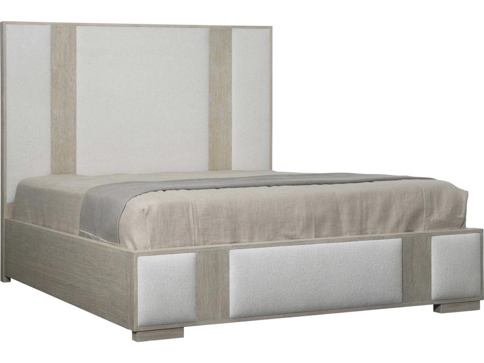 Solaria King Panel Bed with Upholstered Panels in Dune Finish