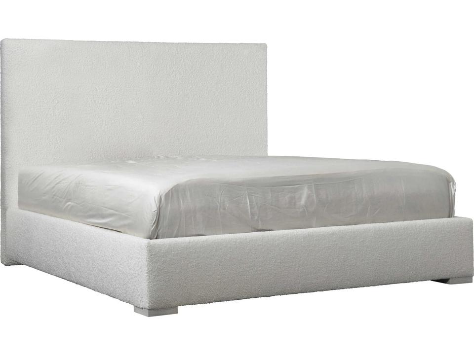 Solaria King Upholstered Panel Bed in White Boucle Fabric