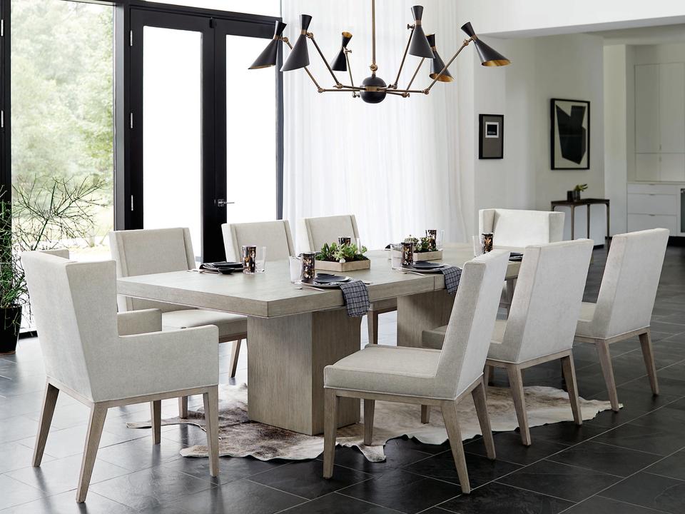 Linea 9-Piece Extendable Dining Set with Rectangle Table Cerused Greige