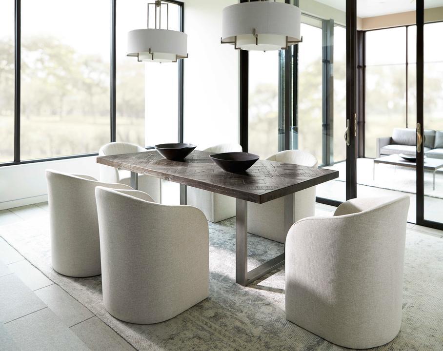 Logan Square 7-Piece Dining Set with Draper Table and Finch Armchairs Sable Brown Gray Mist