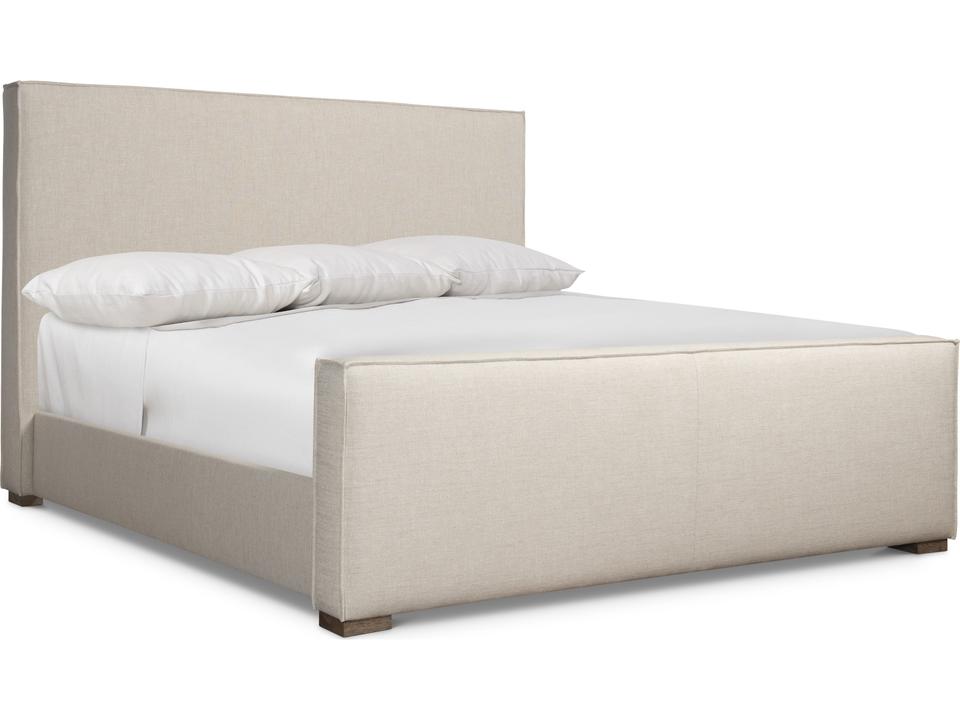 Tribeca Queen Upholstered Panel Bed in Beige with Aurum Finish