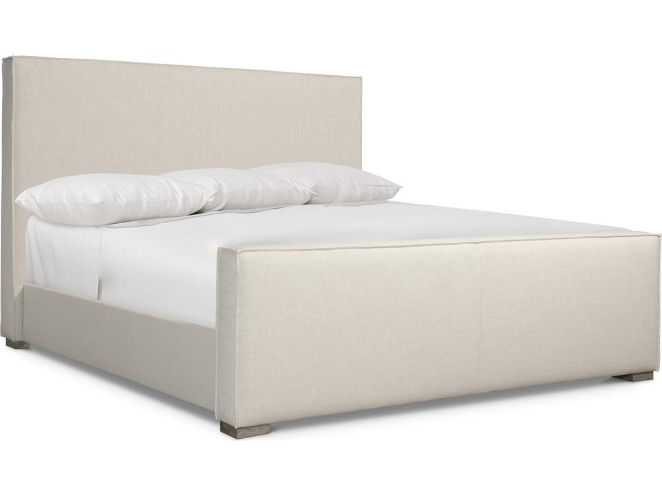 Tribeca Beige Oak Wood Upholstered California King Panel Bed
