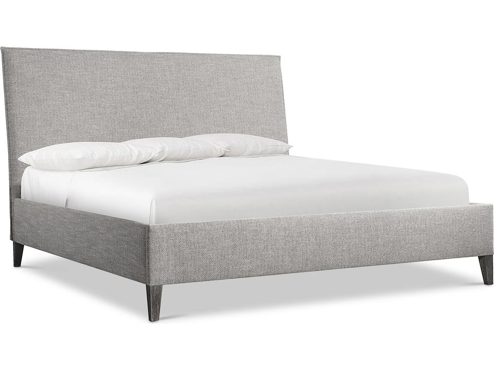 Loft Menton Queen Panel Bed with Upholstered Headboard in Sutton Finish