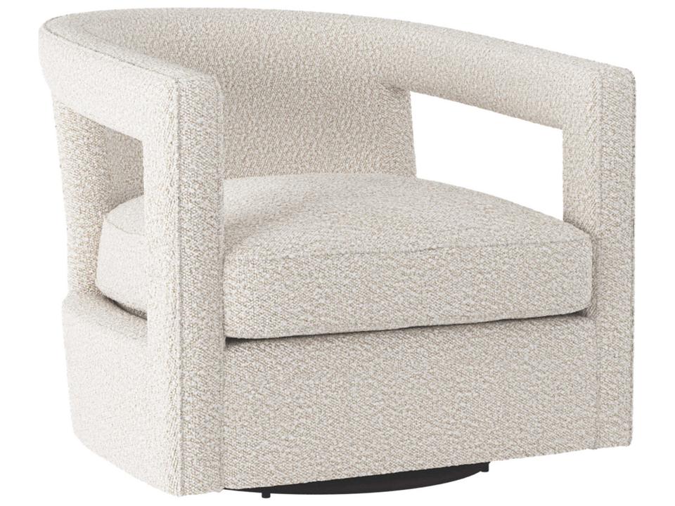 Alana Upholstered Swivel Accent Chair in White Fabric
