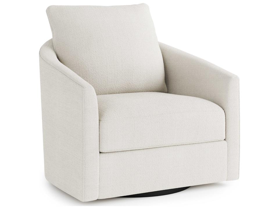 Astoria Upholstered Swivel Accent Chair in White Fabric