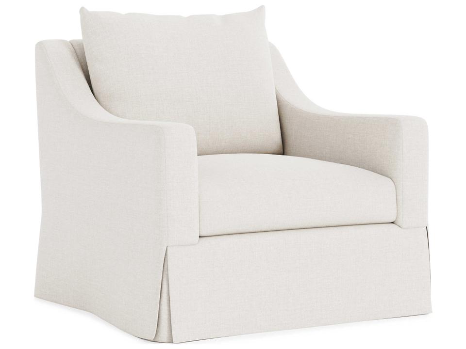 Grace Fabric Swivel Accent Chair White with Plush Feather Down Cushion