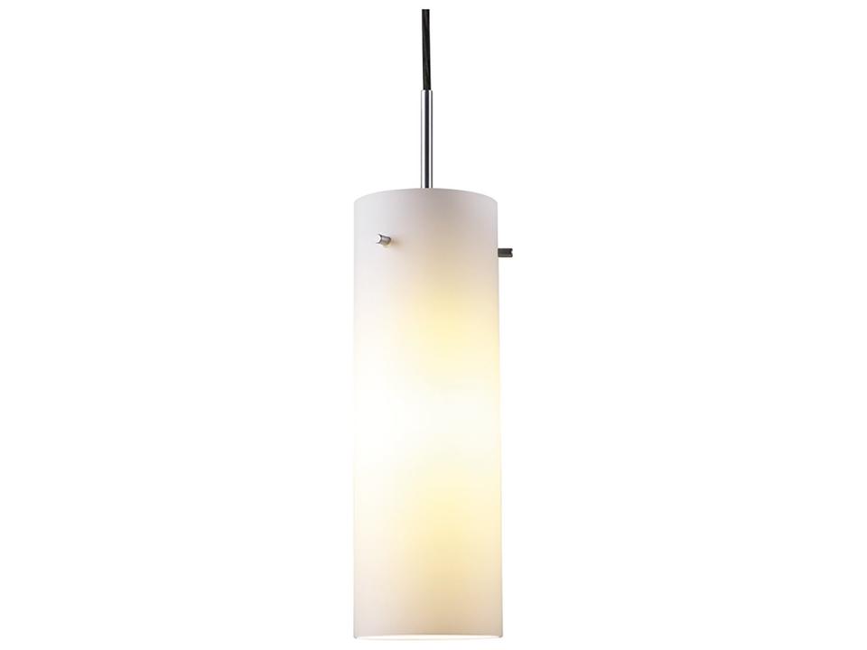 Titan 1-Light White Glass LED Cylinder Mini Pendant with Chrome Accents