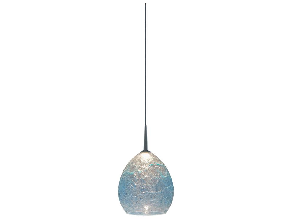 Vibe 1-Light Blue Glass LED Bell Mini Pendant in Chrome