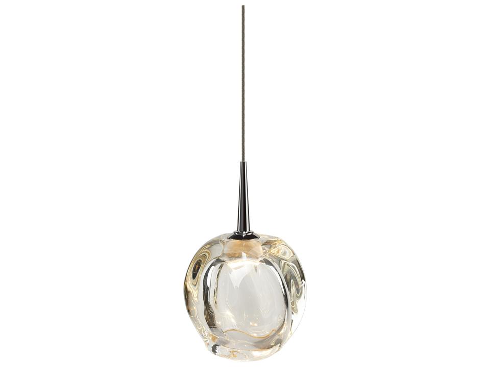 Aurora 1-Light Clear Glass LED Mini Pendant in Matte Chrome