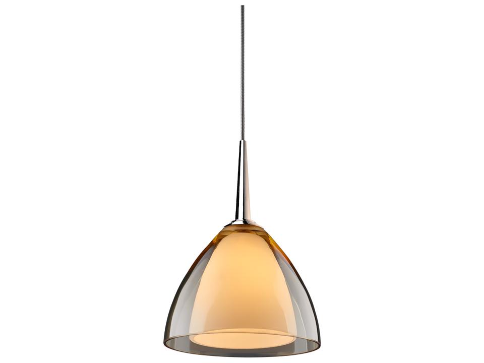 Rainbow 1-Light Smoky Glass Bell Mini Pendant in Matte Chrome