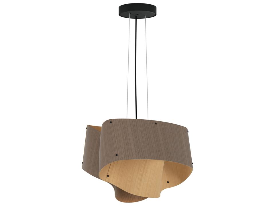 Carlotta 1-Light Pendant Light in Black with Ash Wood Veneer