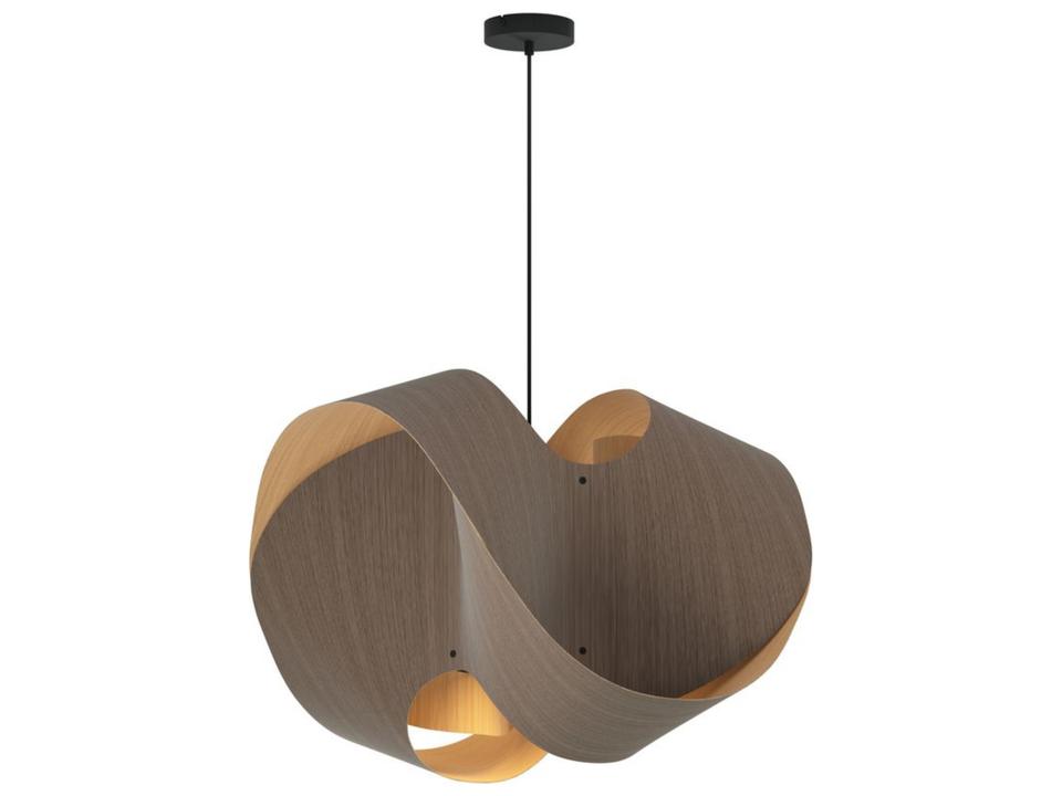 Elvira 1-Light Wood Veneer Pendant Light in Black and Yellow Ash