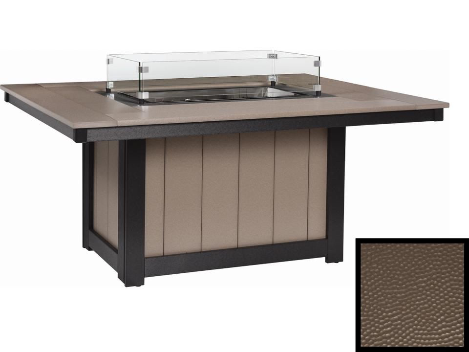 Donoma 42x54 Inch Rectangular Hammered Top Fire Pit Table