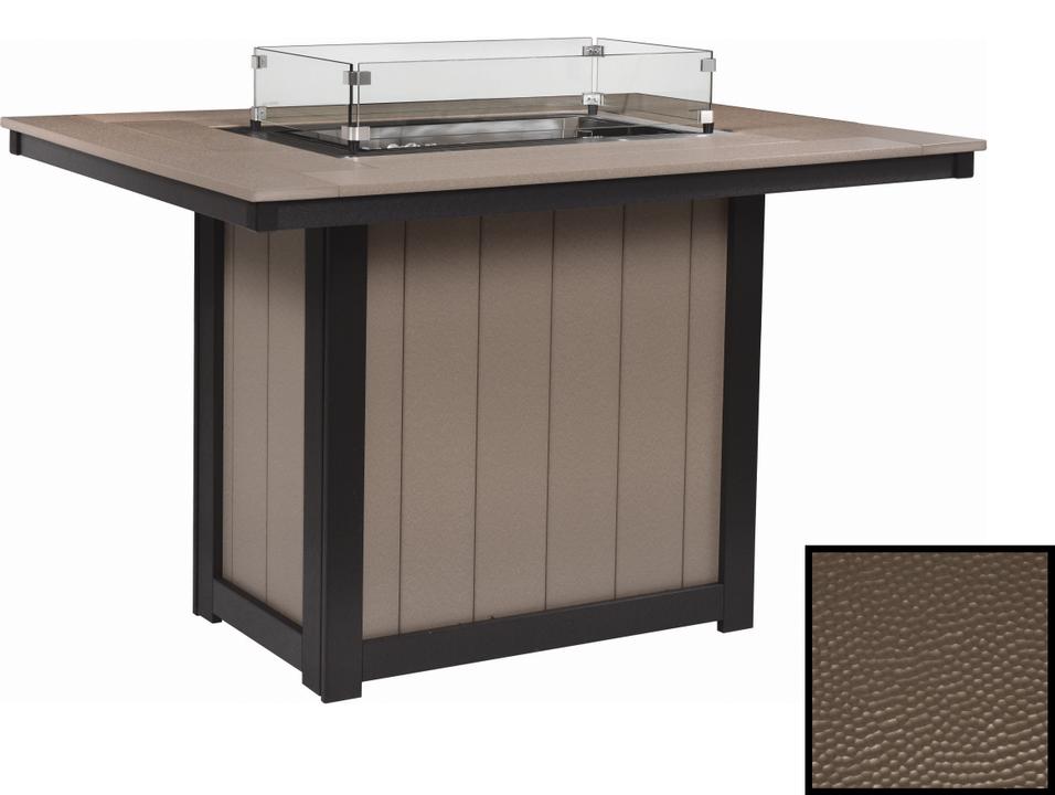 Donoma 42 x 54 Inch Rectangular Counter Height Fire Table with Hammered Top