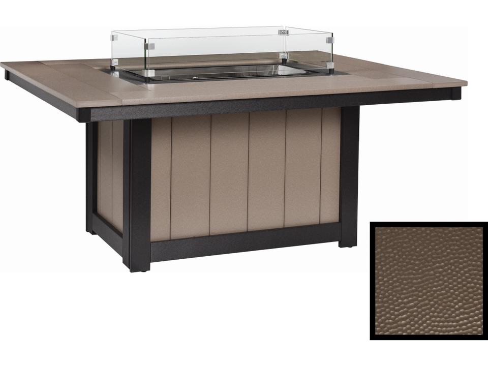 Donoma 42x54 Inch Rectangle Dining Fire Table Hammered Poly Lumber