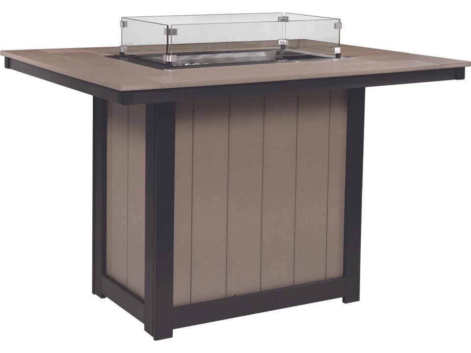 Donoma 42x54 Inch Rectangular Bar Height Fire Table in Poly Lumber