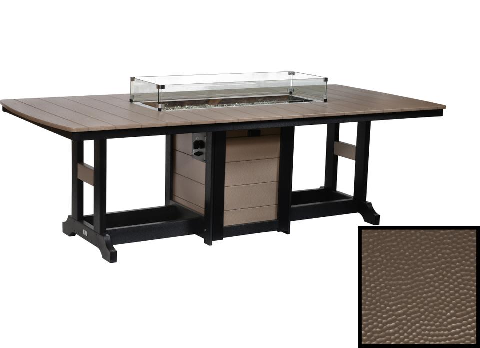 Garden Classic Recycled Plastic Hammered Rectangular Dining Height Outdoor Fire Pit Table