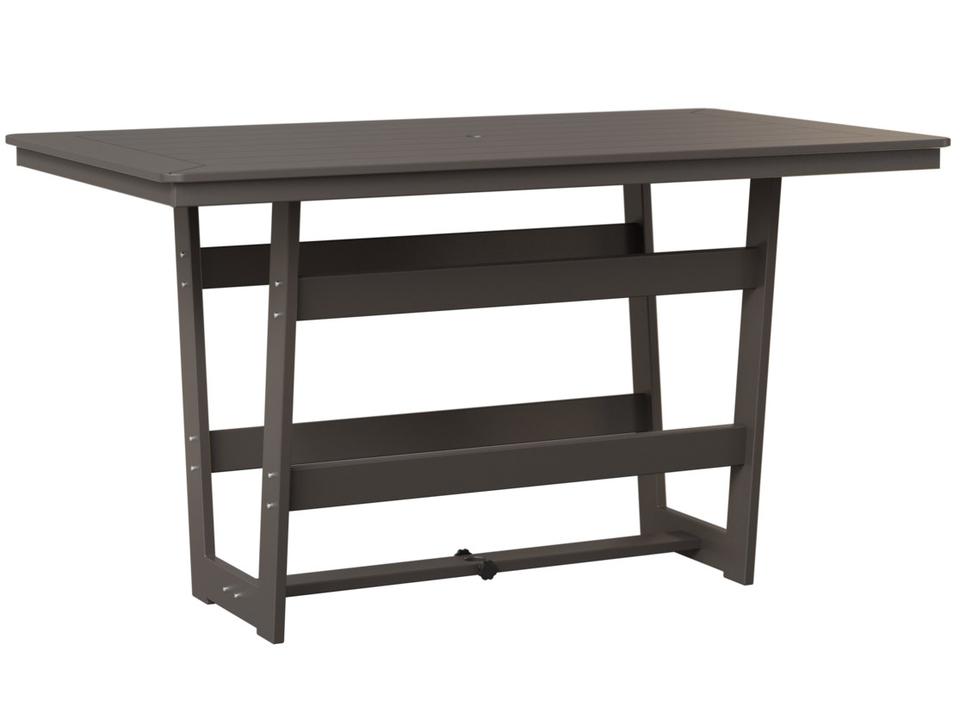 Hudson Recycled Plastic Rectangular Outdoor Patio Bar Height Table with Umbrella Hole