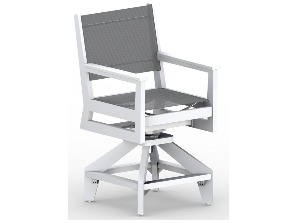 Mayhew Sling Swivel Counter Arm Chair in Poly Lumber