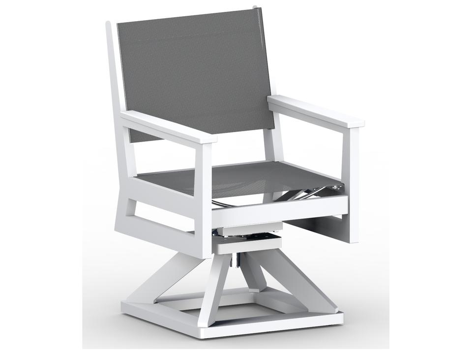 Mayhew Sling Swivel Rocker Dining Armchair in Poly Lumber