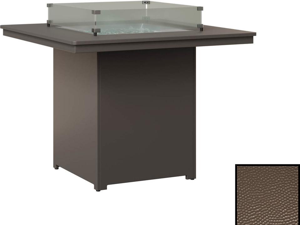 Numa 47 Inch Square Outdoor Bar Height Fire Table with Hammered Top