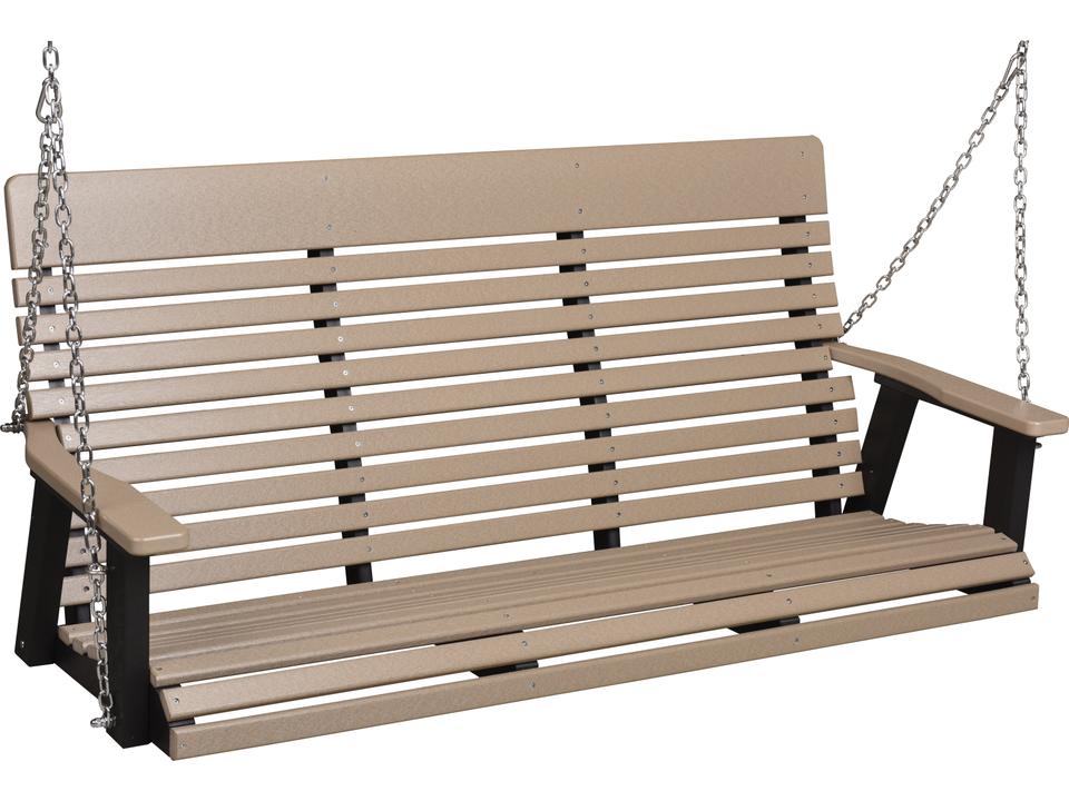 Casual Back Three Seat Outdoor Swing in Poly Lumber