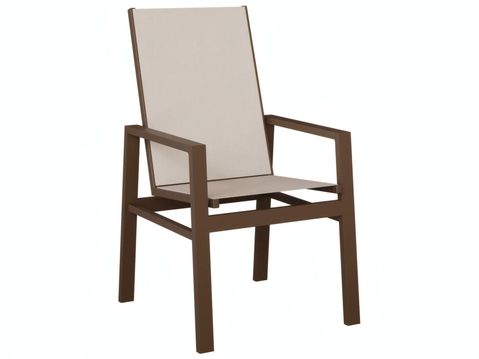 Vida High Back Padded Sling Outdoor Dining Armchair with Aluminum Frame