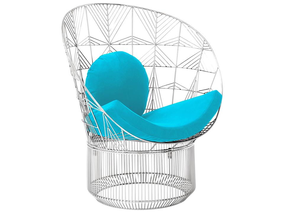 Peacock Lounge Chair Pad and Pillow in Sunbrella Aruba