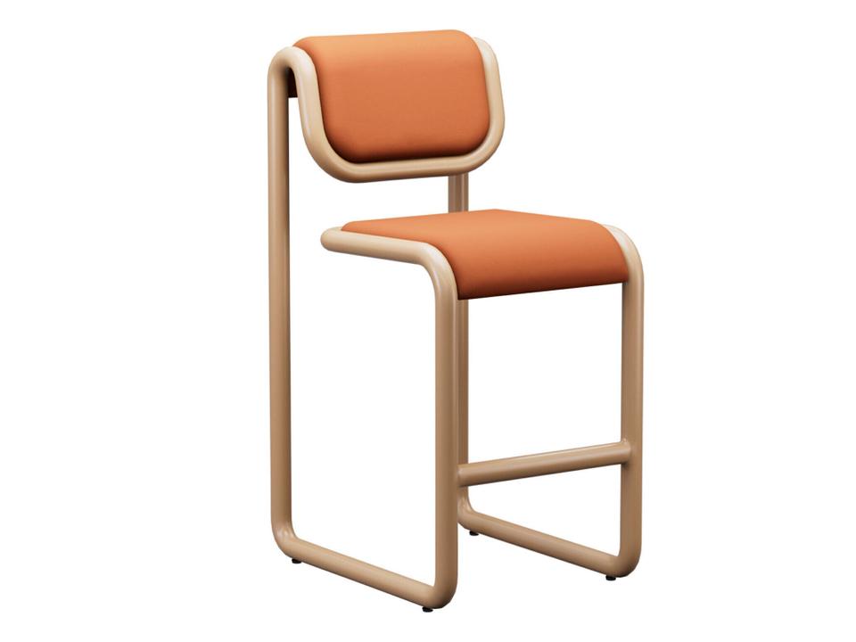 Tube Counter Stool Tan Vegan Leather
