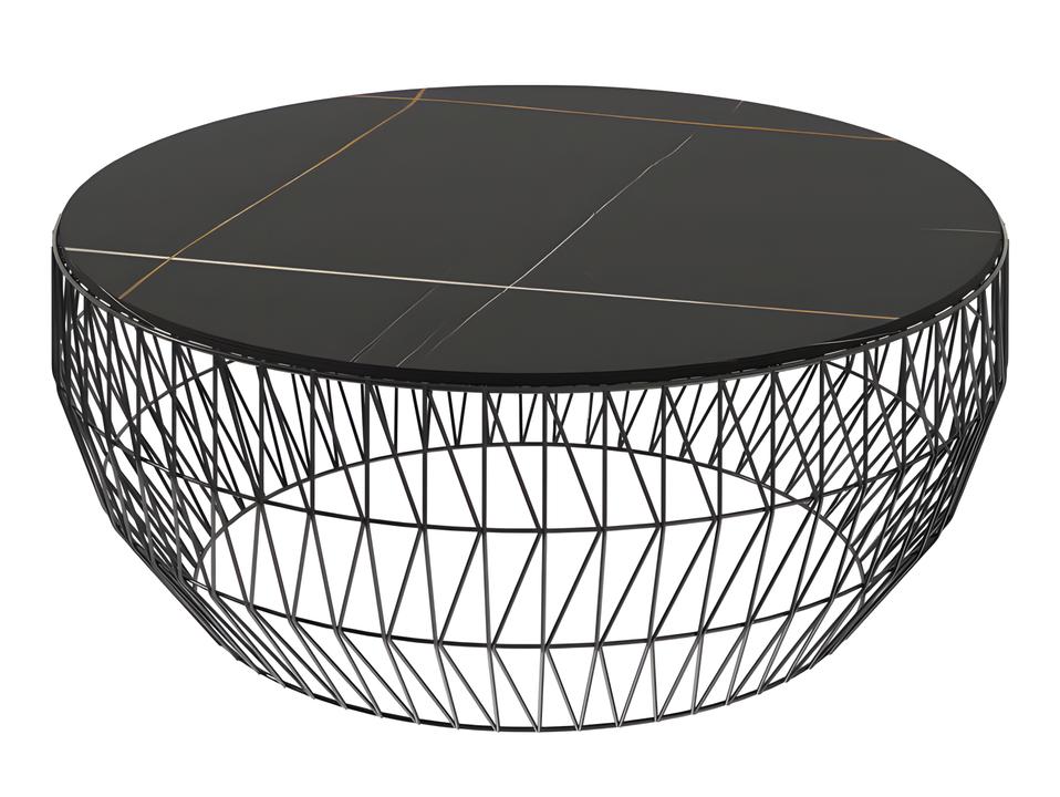 Stone 36-Inch Round Ceramic Stone Table Top in Black