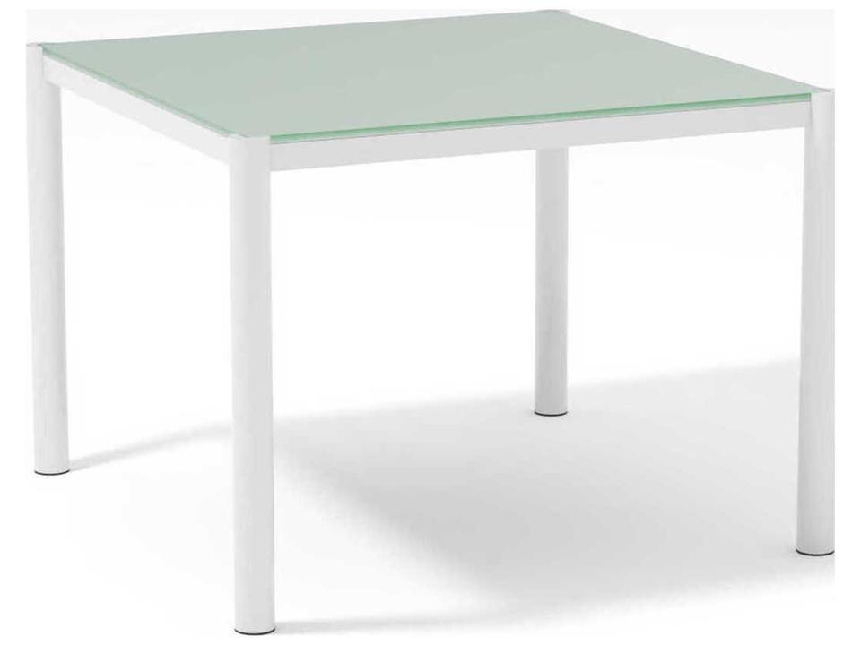 Get Together 38-Inch Square Wrought Iron Glass Top Dining Table in White