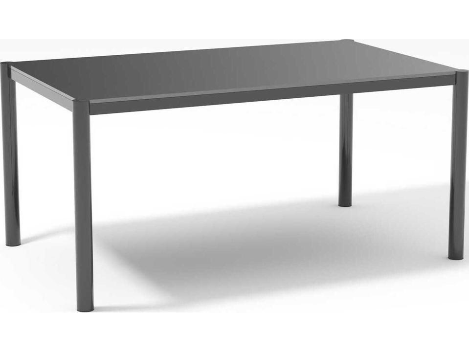Get Together Rectangular Glass Top Dining Table in Black