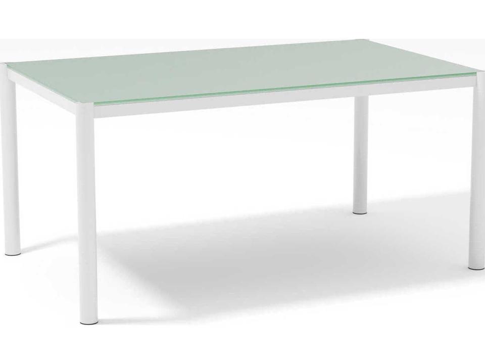 Outdoor Get Together White Rectangular Glass Top Dining Table