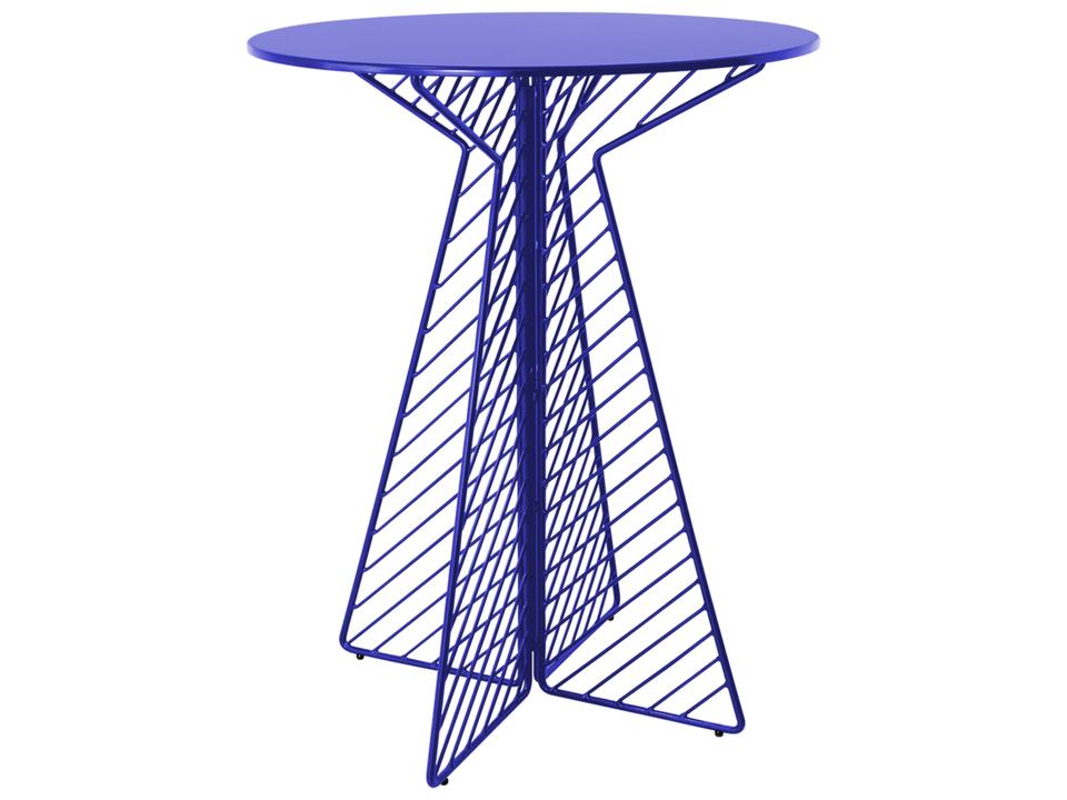 Cafe 30-Inch Round Galvanized Iron Bar Table in Electric Blue