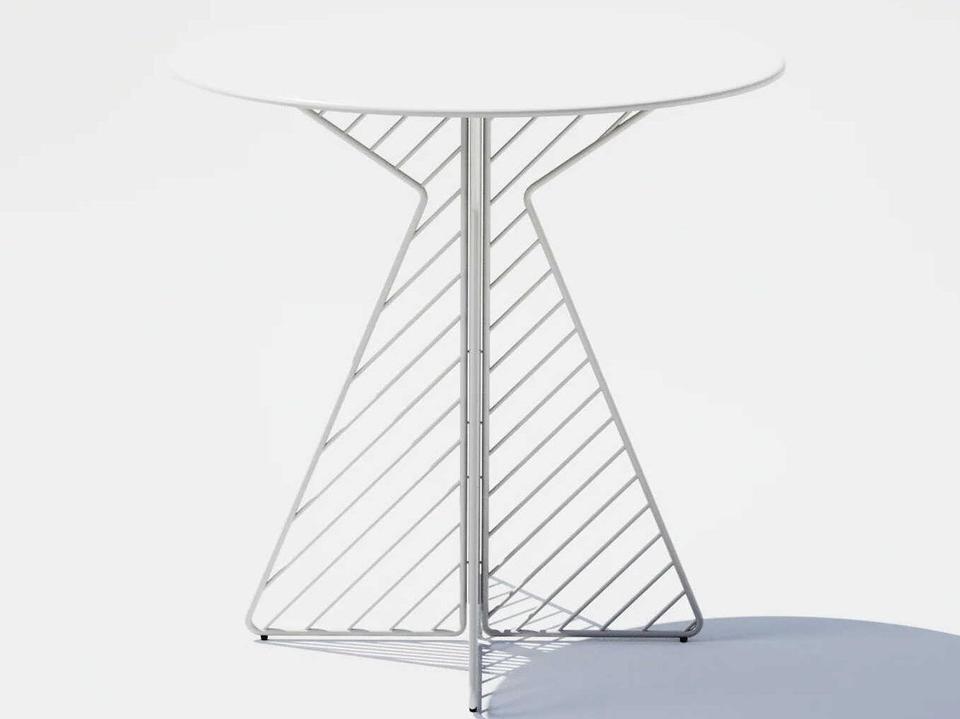 Bend Goods Cafe Round Dining Table in White Powder-Coated Galvanized Iron