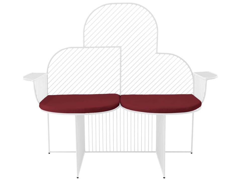 Cloud 2-Seater Metal Outdoor Bench in White