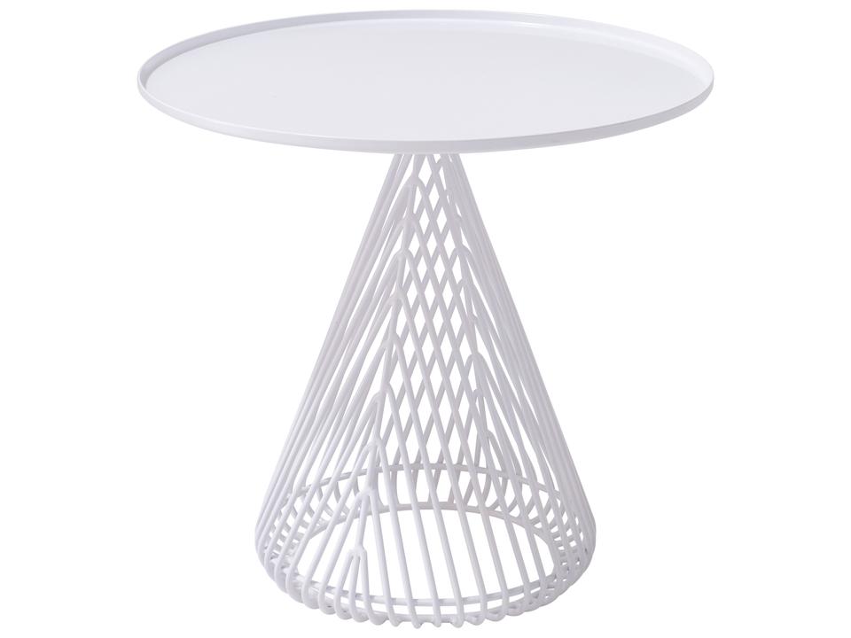 Bend Goods Cono Round Galvanized Iron Outdoor End Table in White