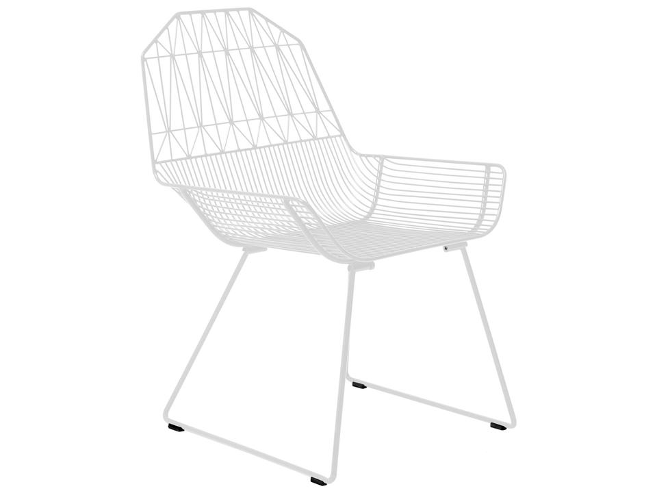Farmhouse White Wire Lounge Chair in Galvanized Iron